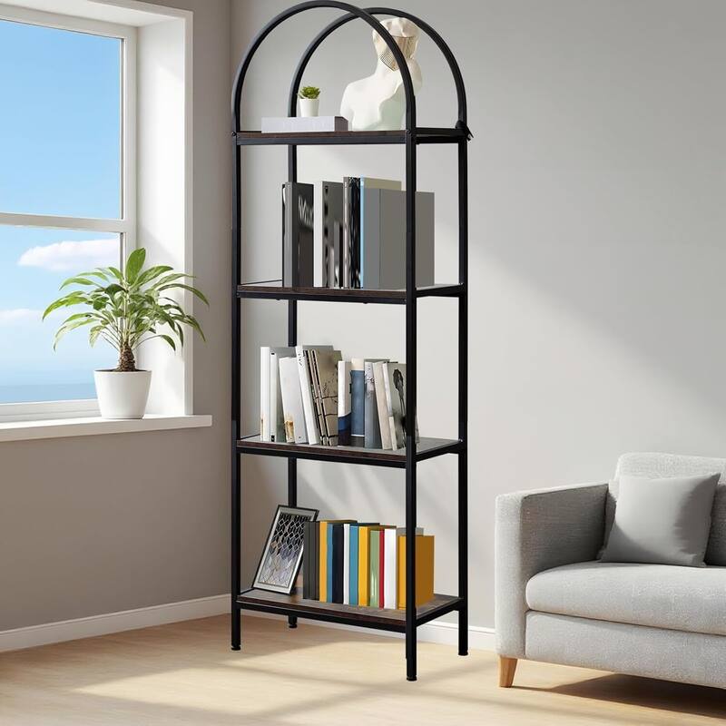 4-Tier Modern Storage Arched Display Rack, Bookshelf for Bedroom, Living Room - N/A