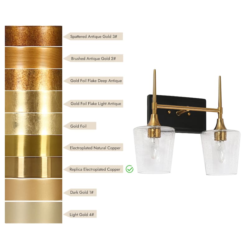 2/3-Light Modern Black Gold Bathroom Vanity Light Wine Glass Wall Sconces Lighting