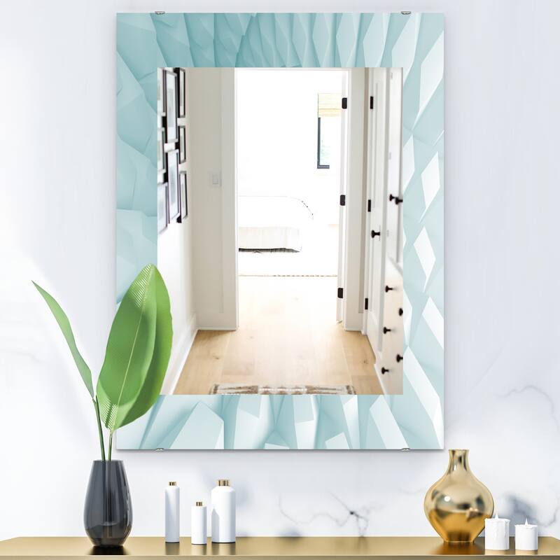 Designart 'Light Blue Waves 3' Modern Mirror - Printed Wall Mirror - 23.7 in. wide x 31.5 in. high