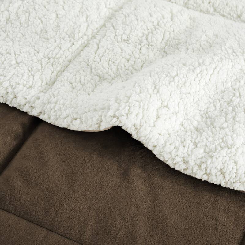 3-Piece Reversible Plush Sherpa Down Alternative Comforter Set