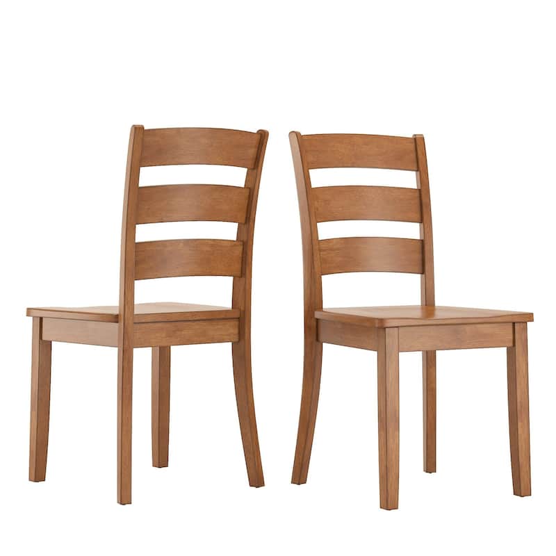 Wilmington II Round Pedestal Base Oak Finish Breakfast Nook Set by iNSPIRE Q Classic - Ladder Back