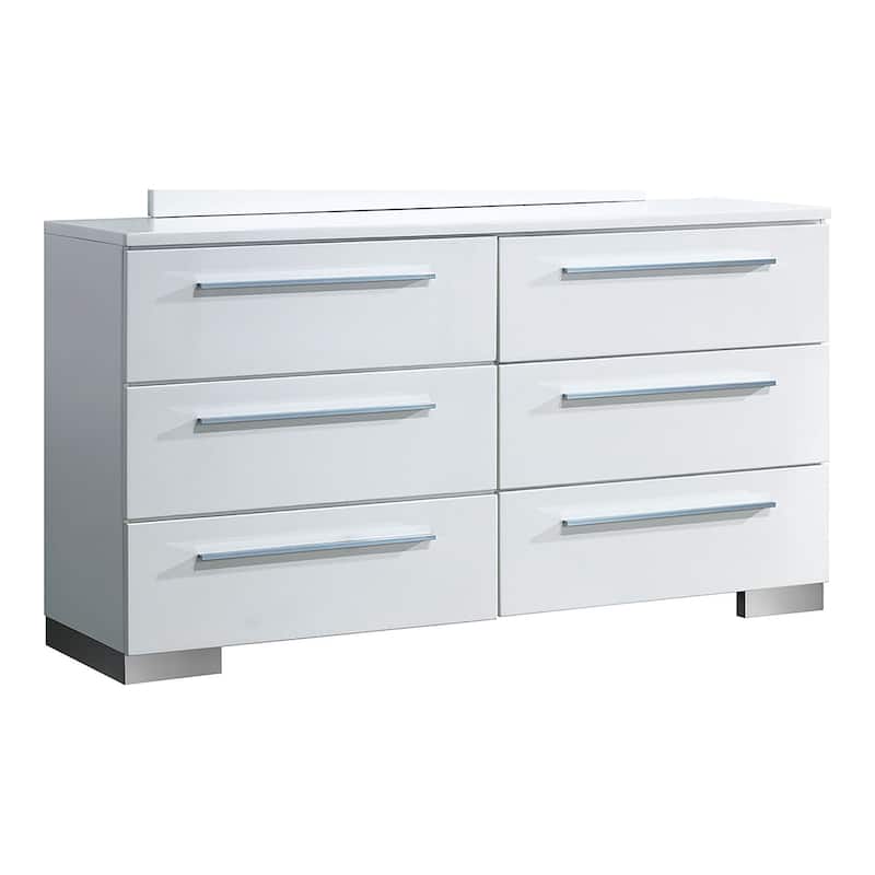 Rema Contemporary Glossy White 63-inch Wide 6-Drawer Wood Dresser by Furniture of America
