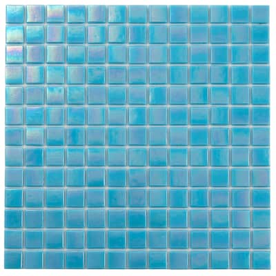 Apollo tile 12" x 12" Nacreous Glossy Turquoise Blue Glass Tile (20 sq ft/case) - 20 Pack