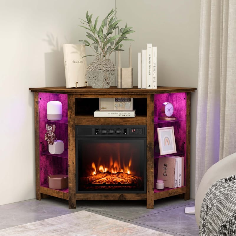 Costway Fireplace TV Stand with Led Lights & 18'' Electric Fireplace - See Details