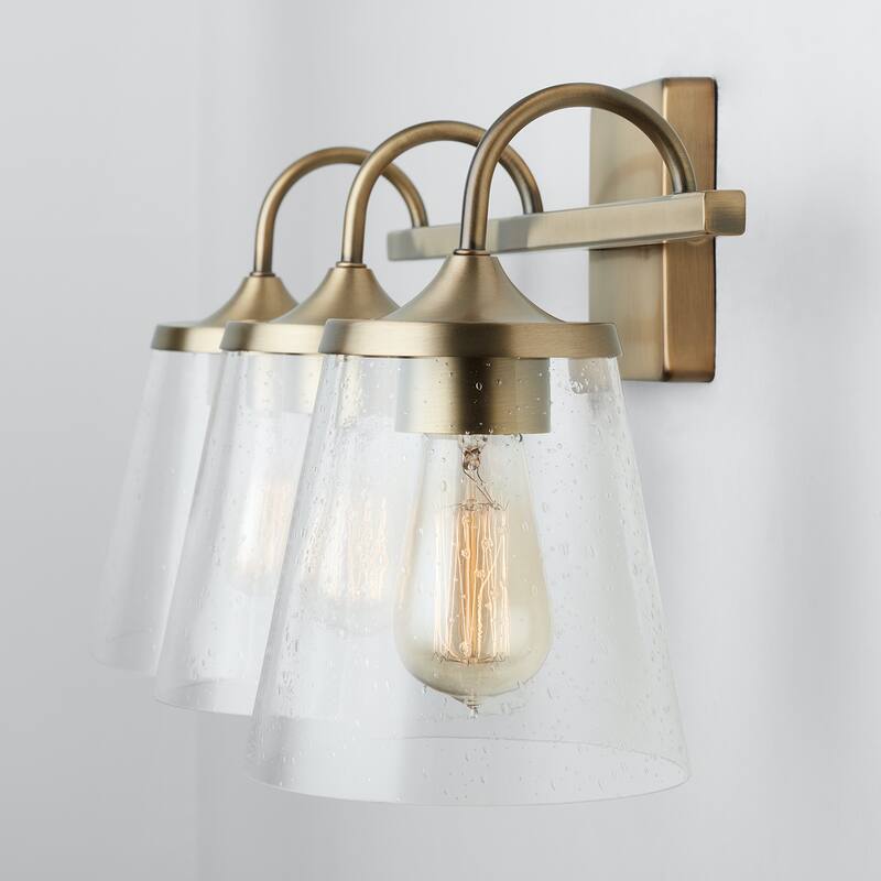 Jayne 3-light Bath/ Vanity Fixture w/ Clear Seeded Glass