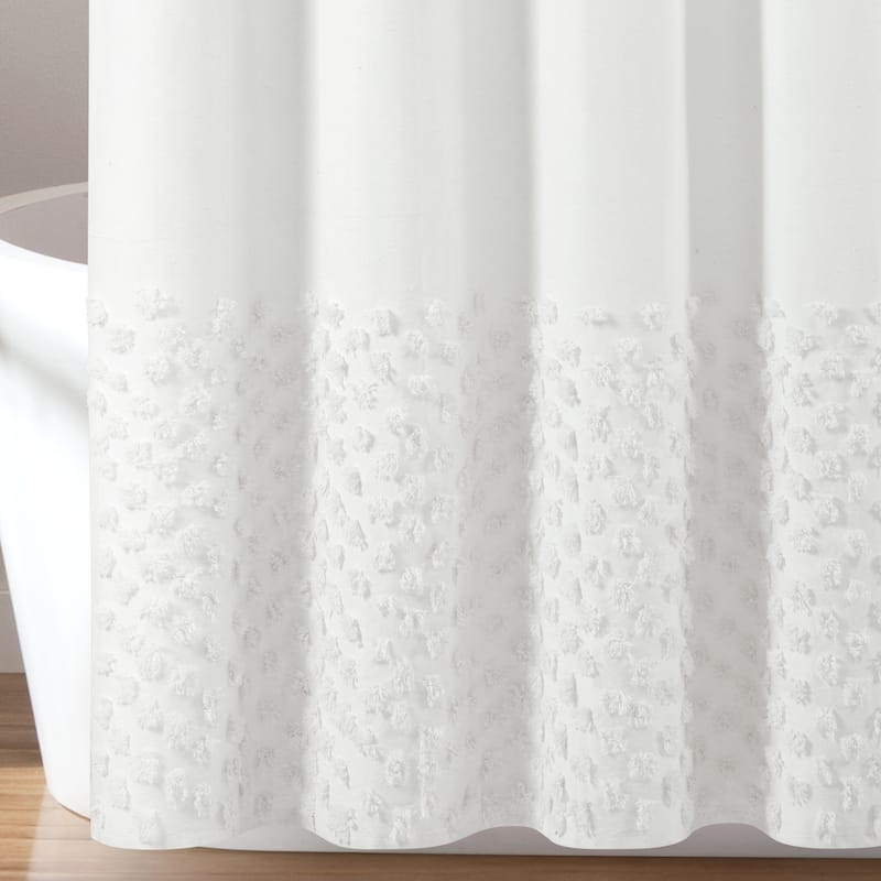 Lush Decor Boho Polka Dot Yarn Dyed Eco-Friendly Recycled Cotton Shower Curtain Single