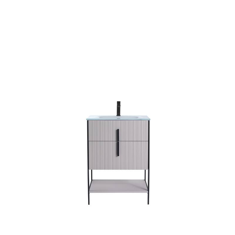 Fine Fixtures Serenity Modern Bathroom Vanity with White Glass Top