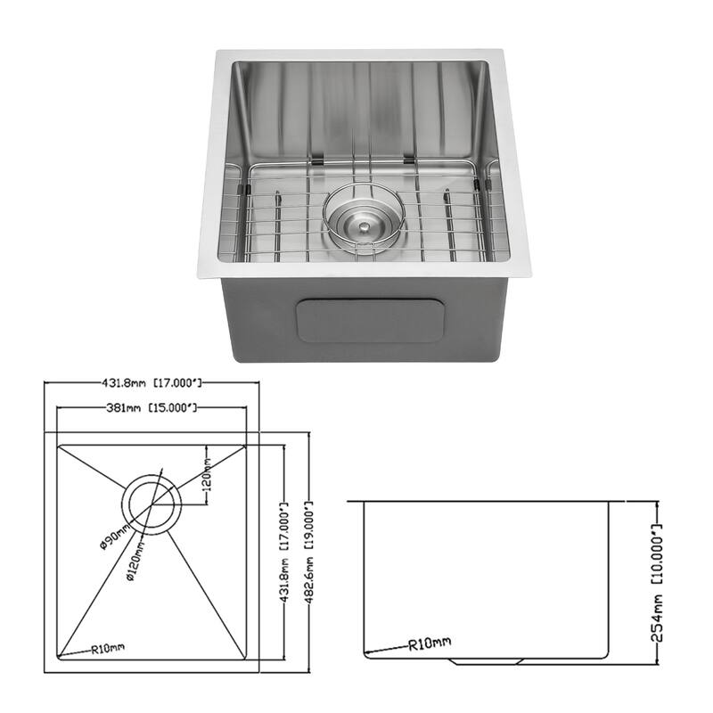 Undermount 16 Gauge Single Bowl Stainless Steel Kitchen Sink in Brushed Nickel