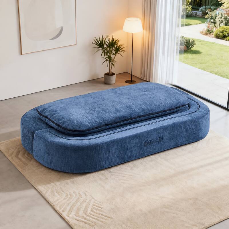 Foldable Sleeper Sofa Bed Convertible Sofa with Hidden Quilt and Large Pillows, Living Room Loveseat Sofa, Modern Floor Sofa