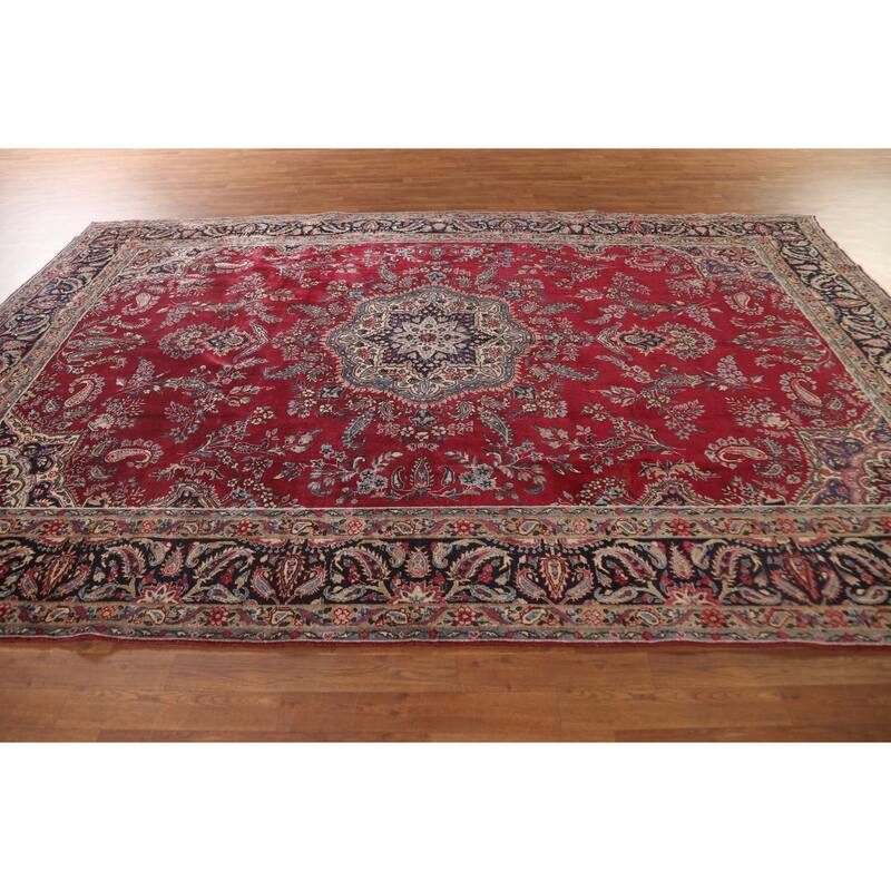 Vegetable Dye Yazd Persian Antique Area Rug Handmade Wool Carpet - 7'10"x 11'10"