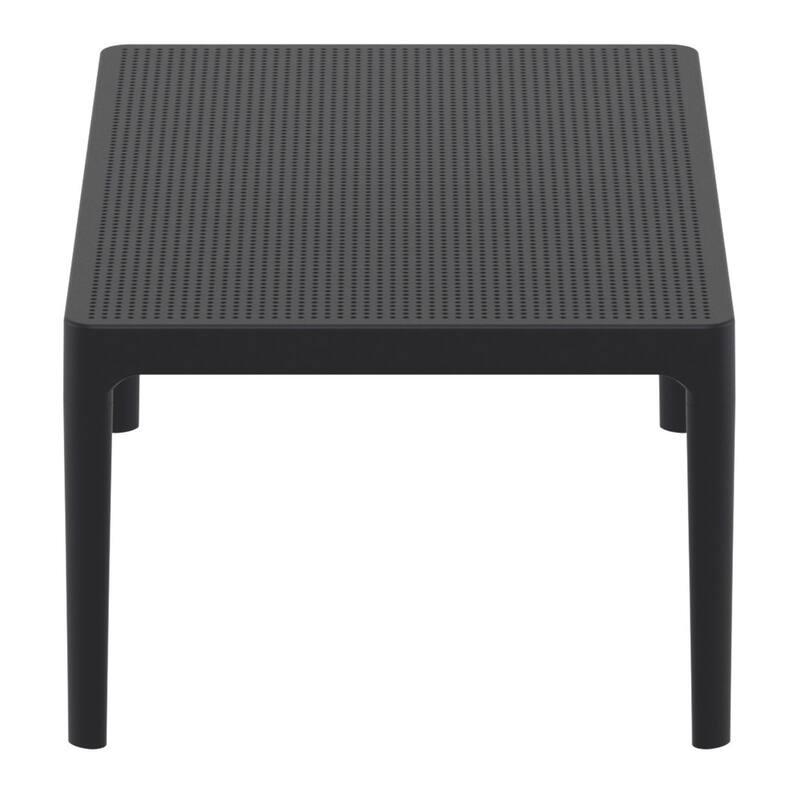39.5" Black Patio Solid Rectangular Lounge Coffee Table