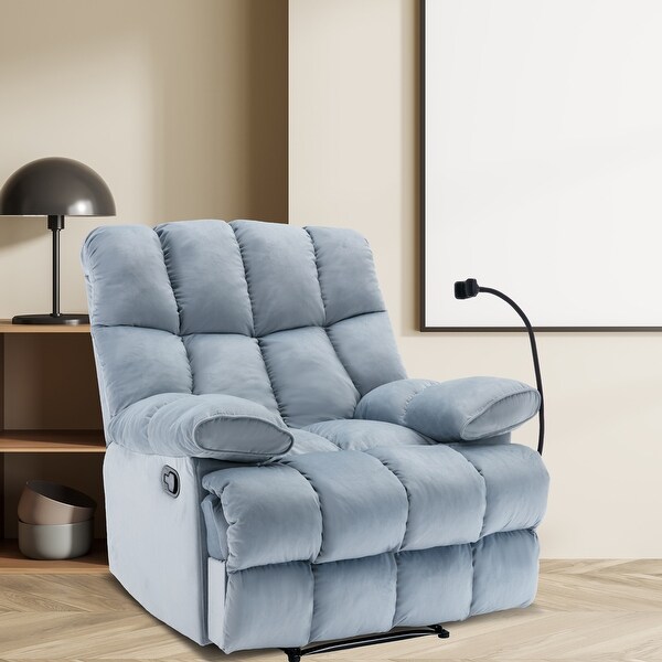 39.4 in. Big and Tall Dutch Velvet Stylish Manual Recliner for
