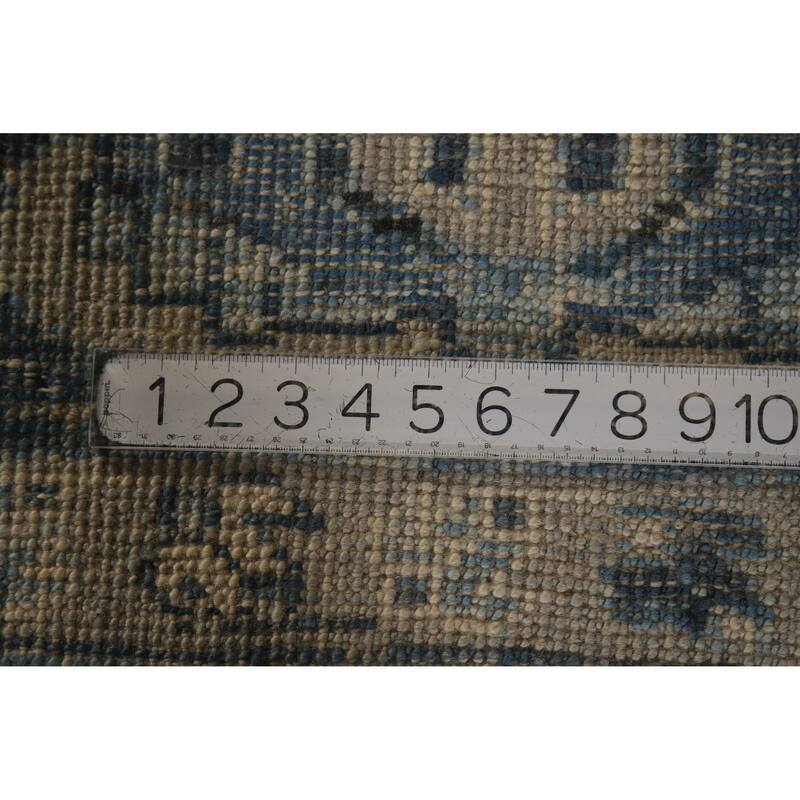 Hand Knotted Oriental 100% Wool Carpet Transitional All-Over Navy Blue & Blues Oushak Area Rug - 11' 1'' X 9' 3''