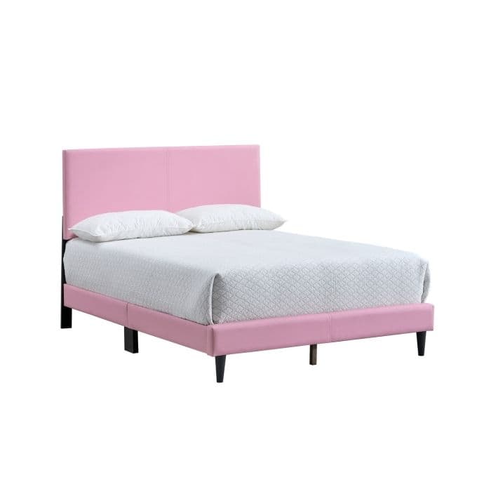 Faux Leather Upholstered Bed Frame Platform Bed w/Adjustable Headboard, Wood Slats Support, No Box Spring Needed, Easy Assembly