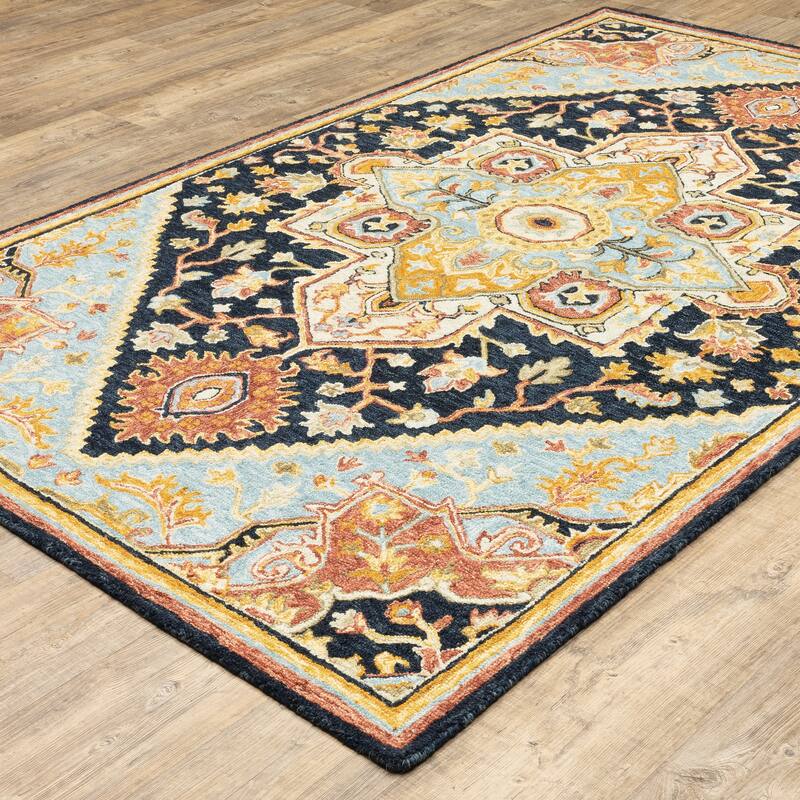 Style Haven Ava Hand-tufted Wool Loop-pile Tribal Medallion Area Rug
