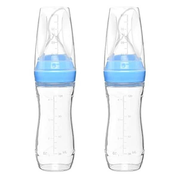 slide 2 of 9, Tadpoles 4 oz Silicone Baby Food Dispensing Spoon 2 Pack - Includes Stopper (Blue)
