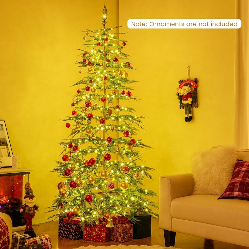 Costway 6.5 FT/7.5FT Pre-Lit Christmas Tree Hinged with 470/612 PE