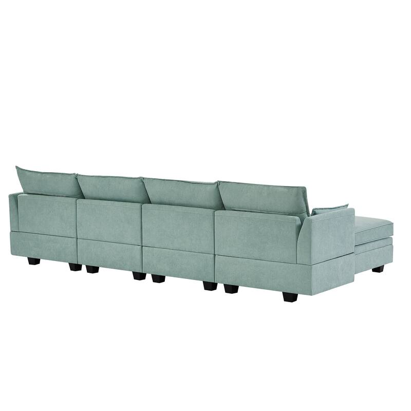 Modern U-Shaped Modular Sectional Sofa with Convertible Sofa Bed, Reversible Chaise Lounge, and Storage Ottoman