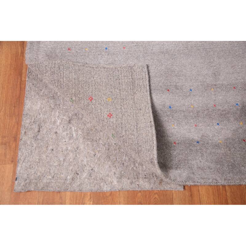 Gray Gabbeh Oriental Area Rug Hand-Knotted Wool Carpet - 9'4" x 12'2"