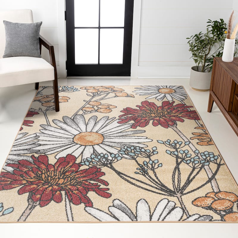 JONATHAN Y Pastello Modern Botanical Wildflower Area Rug - 2 X 8