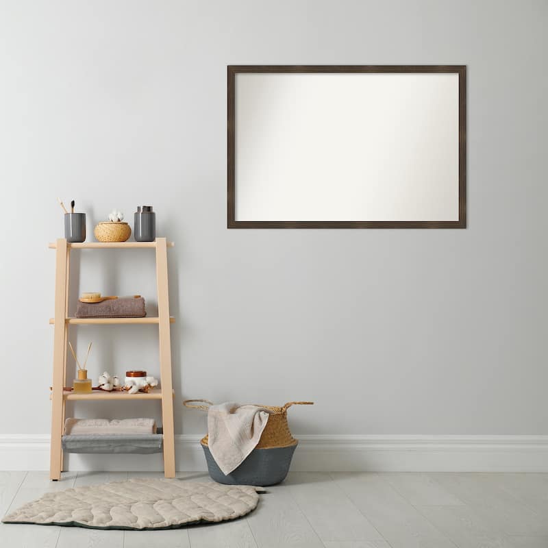 Woodgrain Stripe Non-Beveled Wood Framed Bathroom Vanity Wall Mirror
