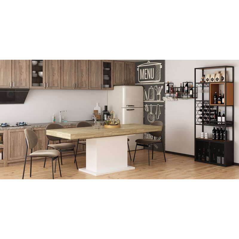 63"-78.7" Extendable Dining Table, Wood Finish Office Meeting Table