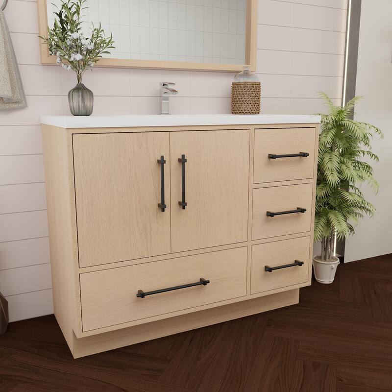 Victoria 42'' R Drawer Freestanding Vanity with Reinforced Acrylic Sink - 41.5
