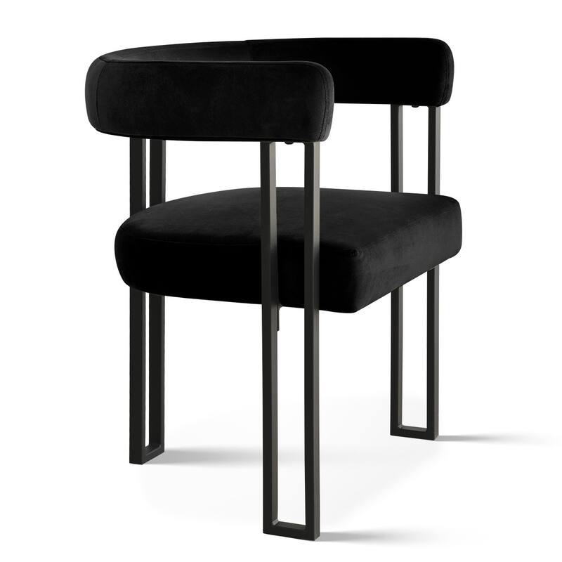 Modern Velvet Upholstered Dining Armchairs with Black Metal Legs (Set of 2/4/6)