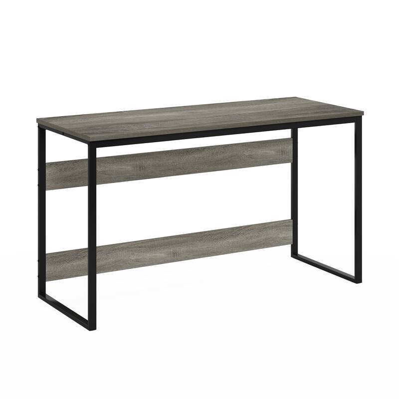 Study Desk - Metal Frame, Wide Tabletop & Shelf - Easy Assembly - 35" French Oak Gray