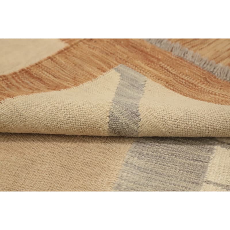 Hand Woven Oriental 100% Wool Carpet Southwestern Modern Brown Kilim Area Rug - 10' 1'' X 8' 3''