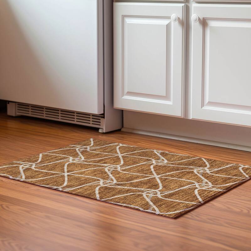 Premium Washable Super Soft Contemporary Geo Mayfield Rug - Paprika - 1'8" x 2'6"
