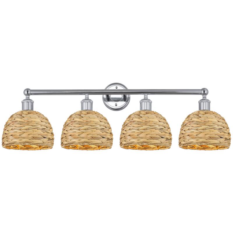 Innovations Lighting Endless Possibilities Edison - Woven Rattan - 4 Light 35" Bath Vanity Light - Polished Chrome