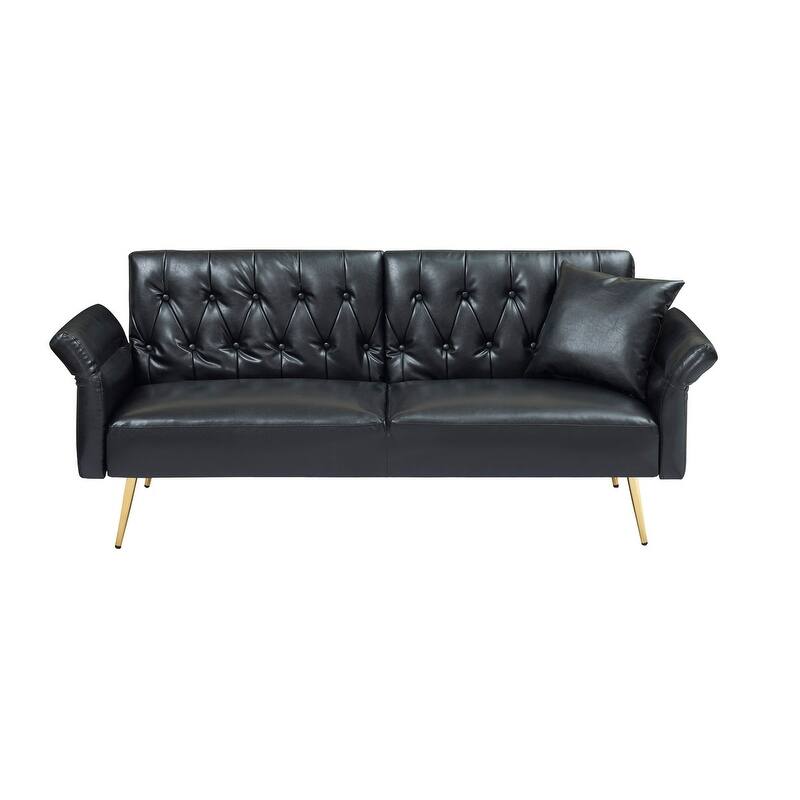67.71-In Faux Leather Convertible Sofa,Living Room Couches with Adjustment Armres 