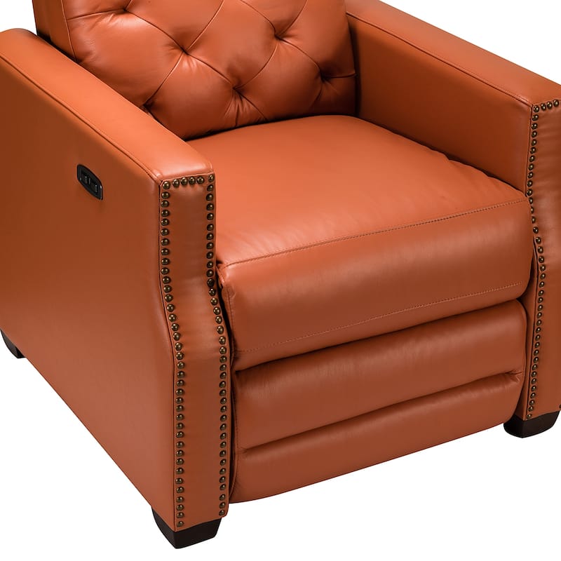 Alina 31.50" Wide Genuine Leather Power Recliner with USB Port