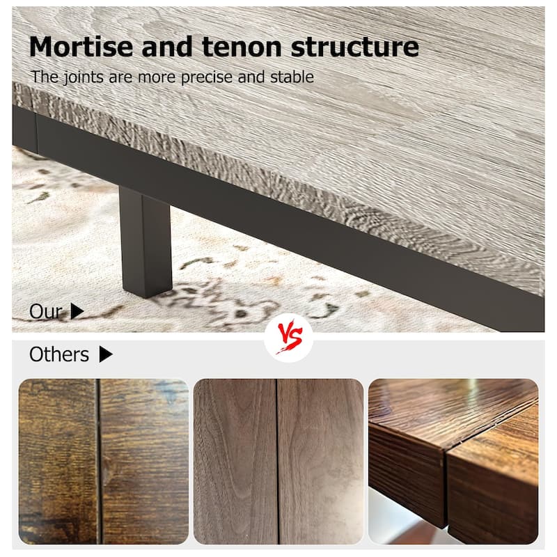Industrial Dining Table, 71.7" Wooden Dining Table with Metal Legs