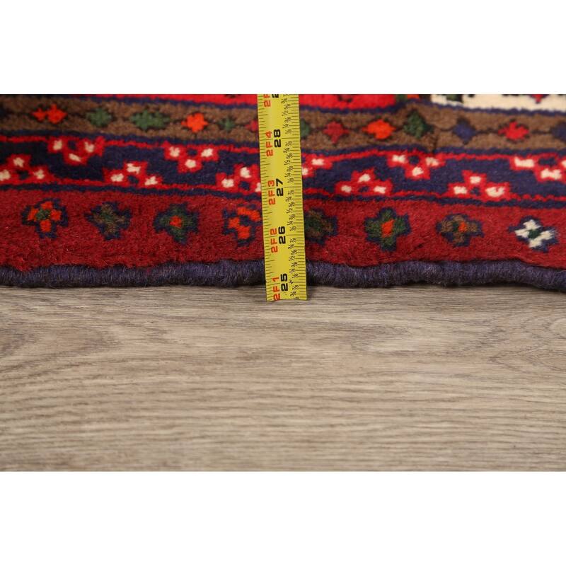 Geometric Tribal Hamedan Persian Area Rug Wool Hand-knotted Carpet - 3'5" x 4'7"