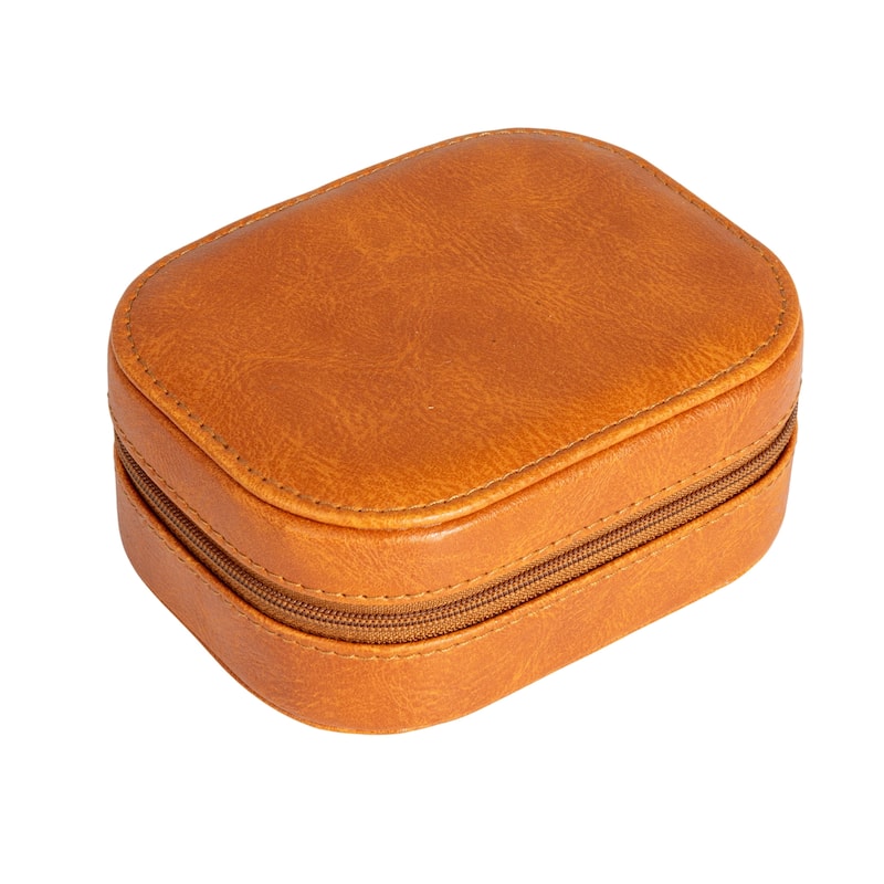 Household Essentials Vegan Leather Travel Jewelry Organizer Box - 5.0"L x 3.8"W x 2.0"H