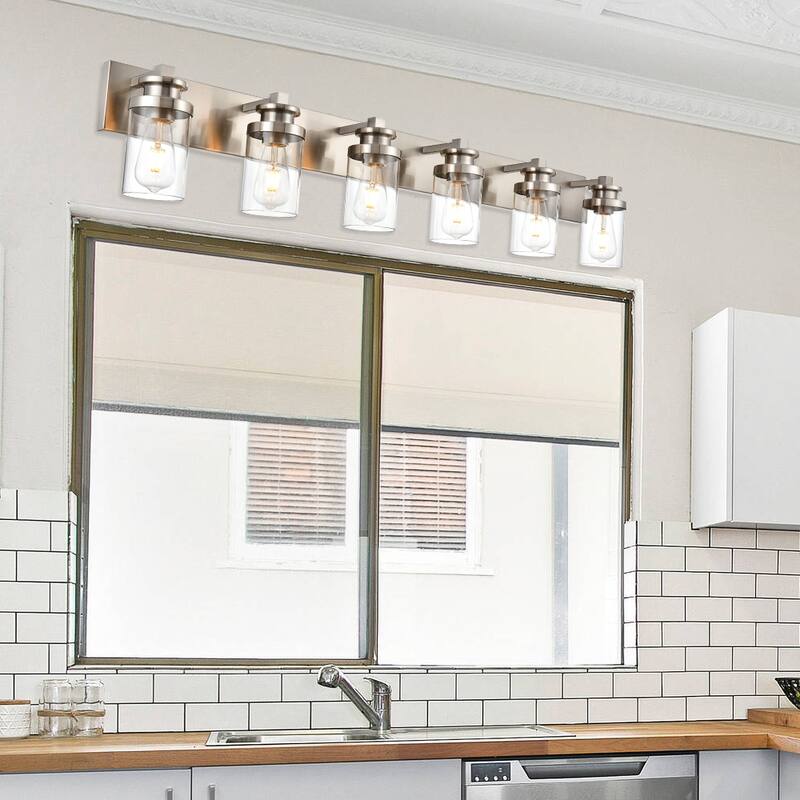 Industrial Vanity Light fixture with Clear Glass Shade
