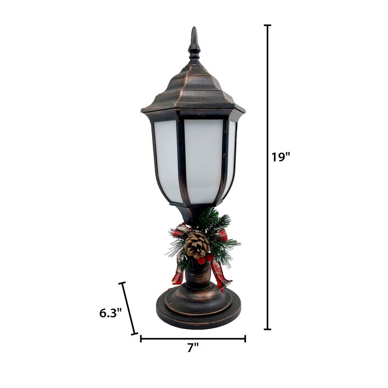 Brushed Bronze Plastic Lantern with Fireglow LEDs