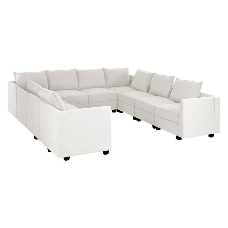 Convertible U Shaped Modular Sofa 10 Seater Sectional Modular Couch with Chaise Oversized Sofa Sleeper Couch
