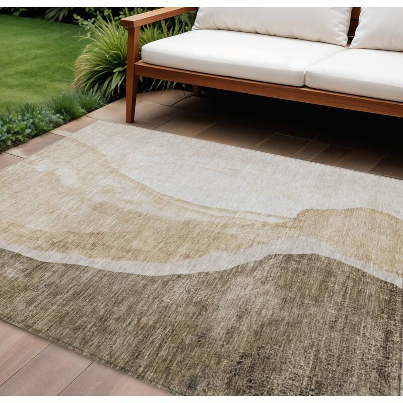 HomeRoots Abstract Transitional Rectangle Outdoor Rug - 10' X 14'
