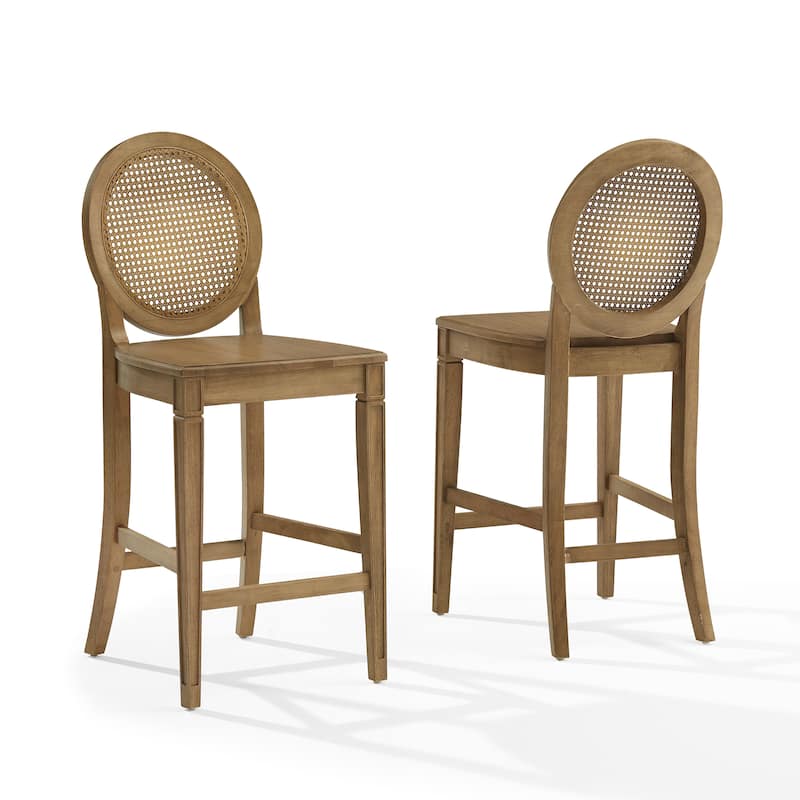 Crosley Katia 2-Piece Cane-Back Counter Stool Set