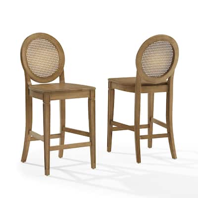 Crosley Katia 2-Piece Cane-Back Counter Stool Set