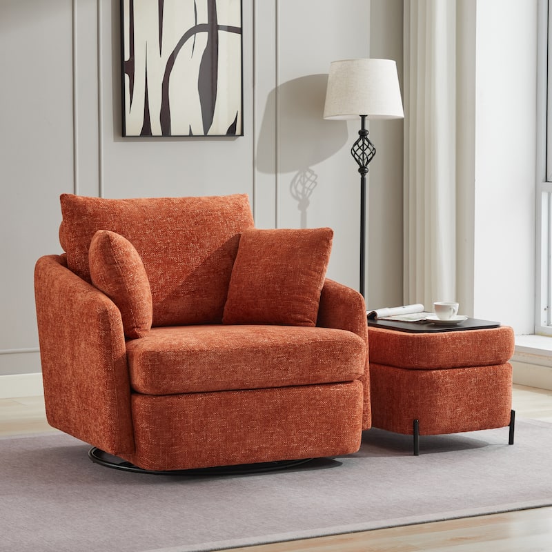 40.6" W Upholstered Swivel Accent Sofa Chair With Pillows