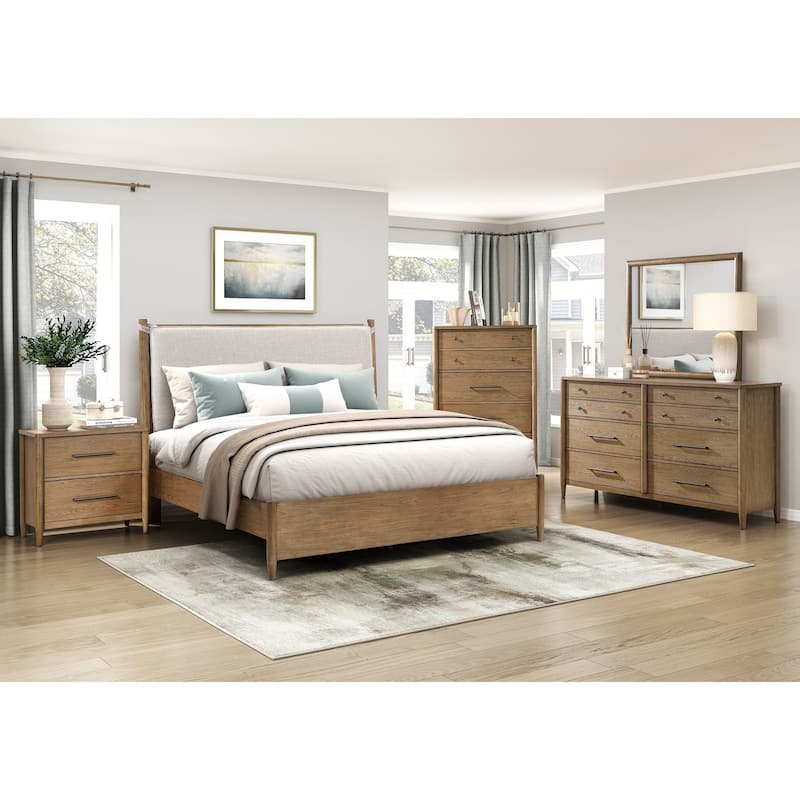 Bedroom Sets Brown Finish Platform Bed Wooden Furniture