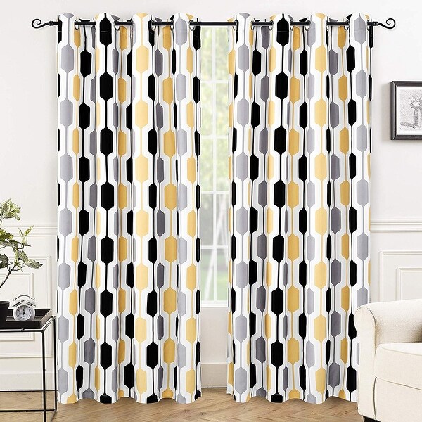DriftAway Riley Geo Pattern Mid Century Lined Blackout Grommet Window Curtain Panel Pair. Opens flyout.
