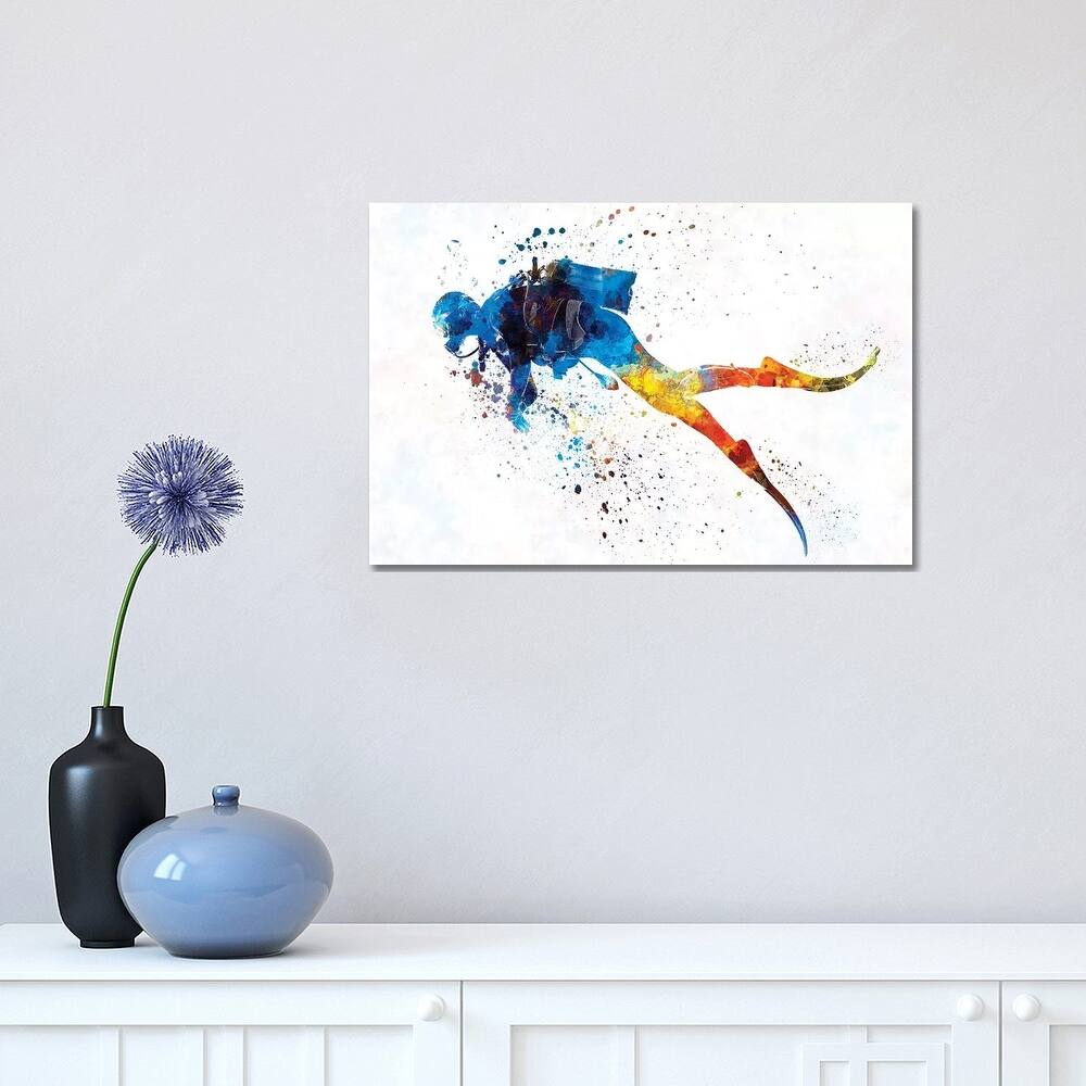 iCanvas "Scuba Diver In Watercolor I" by Paul Rommer Canvas Print