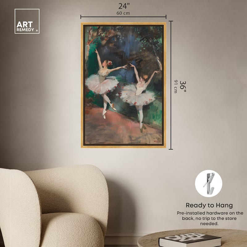Art Remedy Classical Ballerinas Framed Impressionism 1 Piece Canvas Wall Art /Monet And Van Gogh Inspired Art