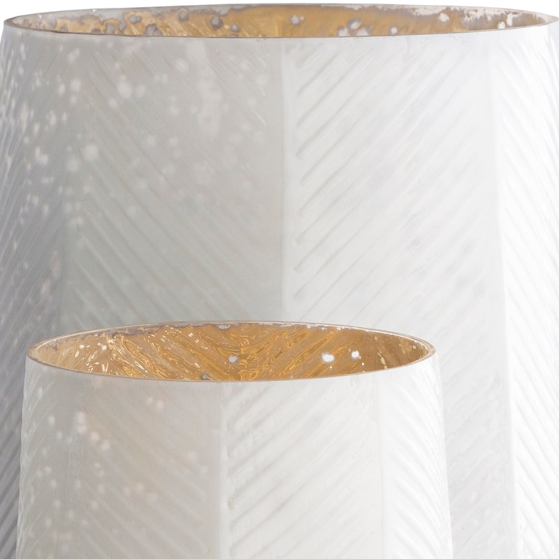 Patti White Herringbone Mercury Glass Hurricane Set (3-piece)