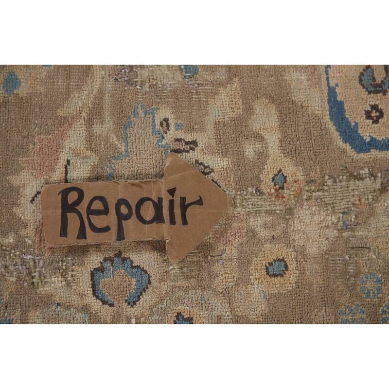 Hand Knotted Oriental 100% Wool Carpet Traditional Floral Brown Kashmar Area Rug - 10' 9'' X 7' 11''